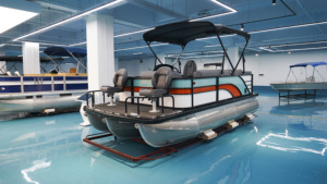 Bateau ponton sportif directement de l'usine avec coque en tube d'aluminium, pont marin et sièges lounge gris pour la pêche en lac et les loisirs - Product Image 6