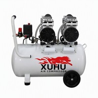 Compresseur d'air à piston silencieux portable sans huile 1500W 2HP 50 litres avec moteur à 4 cylindres 1400 tr/min