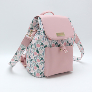 Zaino in PU PVC con Stampa Floreale per Donne, Daypack Casual per Uso Quotidiano, Zaino a Sacca con Cordoncino e Tracolla Staccabile - Product Image 2