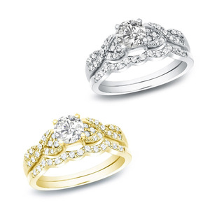 Set di Anelli Geometrici Scintillanti a Due Pezzi per Donne, Gioielli Eleganti e di Lusso per Matrimoni - Product Image 2