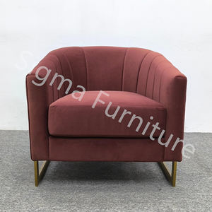 Sigma Nhà Máy Trực Tiếp Hot Bán Sang Trọng Rượu Vang Nhung Đỏ Bọc Giải Trí Cao End Accent Ghế Phòng Khách Ghế Với Cánh Tay - Product Image 1