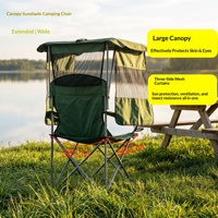 Chaise pliante portable pour le camping, la pêche et la plage, avec auvent pare-soleil en maille respirante et accoudoirs élargis