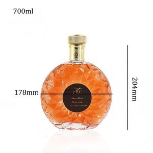 Bouteille décanteuse en verre super flint de 700 ml, transparente, plate et ronde, pour <span class=keywords><strong>Cognac</strong></span> XO, spiritueux et liqueurs de luxe, personnalisable, vente en gros - Product Image 6