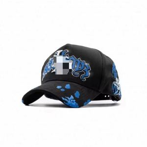 Casquette de baseball 5 panneaux personnalisée de haute qualité, doublée en satin, avec motif à pois brodé en velours et strass, unisexe, vente en gros d'usine - Product Image 2