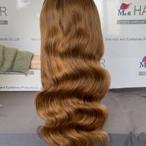 Peluca frontal de encaje transparente con ondas corporales, densidad del 180%, cabello brasileño castaño claro, pelucas frontales de encaje en Miami - Product Image 5