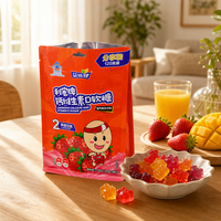 Sachet à fond plat à huit soudures latérales pour bonbons vitaminés avec trou de suspension, fermeture éclair refermable, emballage plastique laminé imprimé sur mesure