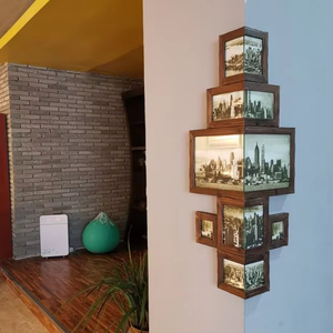 Environmental Protection Vintage Corner Background Wall Mural Solid Wood Corner Photo Frame Set - Product Image 5