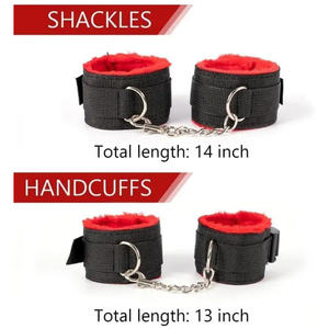 7 Stuks Pluche Sm Bdsm Bondage Set Met Verstelbare Pols Enkel Nek En Been Fixes - Product Image 3