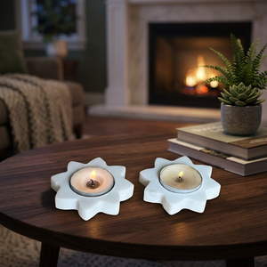 Portavelas de Mármol Geométrico Hecho a Mano, Ecológico, de Lujo Moderno, para Decoración de Interiores Contemporánea, en Bolsa - Product Image 1