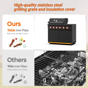 Barbacoa Premium de Doble Combustible (Propano/Gas) con 6 Quemadores, Acero Inoxidable, Opción Independiente/Integrada, 93000 BTU, Fácil de Usar, Modelo BKQ611001 Integrado - Product Image 6