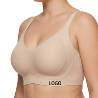 Sujetador sin costuras SHANGBINI Nude perforado, talla grande, con copas moldeadas inalámbricas, banda contorneada y alerones acanalados.