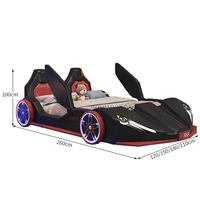 Neues Designer-Autobett für Kinder Modernes Schwarzes Luxuriöses Bett mit Stauraum Hochwertiges PU-Leder Gepolsterter Holzrahmen für Jungen