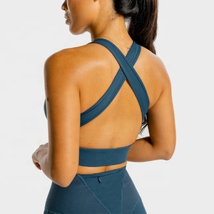 <b>Cheap</b> Price Women's Long Line <b>Padded</b> Yoga Sports Bras with Built-in Removable Cups Medium Support 100% Polyester - Product Image 4