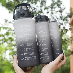 Botol air olahraga, anti bocor, perjalanan luar ruangan, botol air Gym, kapasitas besar, portabel, 2l, 3 buah, botol air olahraga dengan kelulusan waktu