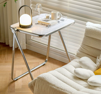 Table basse moderne vintage blanche transparente pliable Restaurant utilisant une table pliante Table de balcon et combinaison de chaises