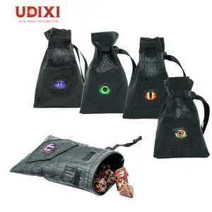 Udixi DND RPG Benutzer definiertes Logo Pu Ledertasche Würfelt asche für Dungeons and Dragons Demon Eye D & D Würfelt aschen