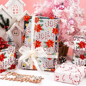 Christmas Wrapping Paper Metallic Foil Poinsettia Candy Cane Floral Gift <b>Wrap</b> Roll 46.8 Square Feet Anti Curl - Product Image 6