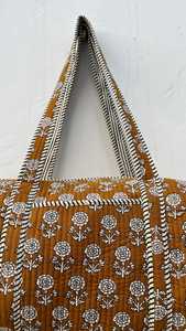 Wholesale Custom Hand Block Printed 100% Cotton Quilted Duffle <b>Bag</b> Large Capacity Boho Floral <b>Weekender</b> Travel Tote <b>Bag</b> Women - Product Image 4