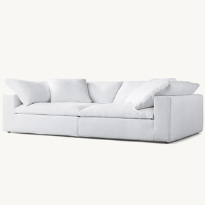 Canapé modulaire en <span class=keywords><strong>tissu</strong></span> lin RH Rhoohill, style moderne et luxueux pour salon, 3 places, housse amovible - Product Image 2