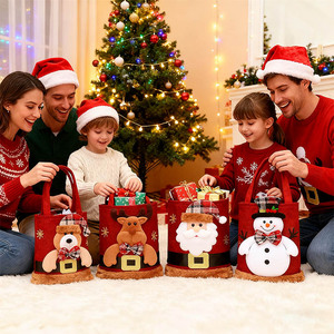 Tùy Chỉnh Sang Trọng Giáng Sinh Quà Tặng Túi Tote Túi Người Tuyết Fawn Santa Claus Túi Quà Tặng Cho Trẻ Em Kẹo Lưu Trữ Xmas Đảng Kỳ Nghỉ Trang Trí - Product Image 4