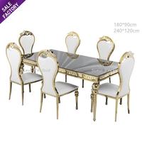Foshan Sinoperfect Tables et chaises de salle à manger et chaises de luxe en acier inoxydable au design unique Ensemble de tables à manger rectangulaires en marbre