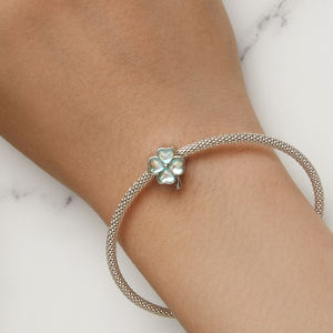 Charme en argent sterling 925 plaqué platine avec zircon, trèfle à quatre feuilles, compatible avec bracelet, <span class=keywords><strong>pendentif</strong></span> pour femme, accessoires de bijoux BSC733 - Product Image 2