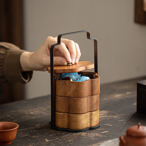 Walnut Wood Food Container 1-3L Portable Storage <b>Box</b> For Snacks Dried Fruits And Desserts Rectangle Shape Standing Type - Product Image 2