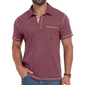Chemises polo à manches courtes pour hommes avec logo OEM personnalisé, chemise de golf classique à col avec poche, été, 95% coton, 5% élasthanne - Product Image 6
