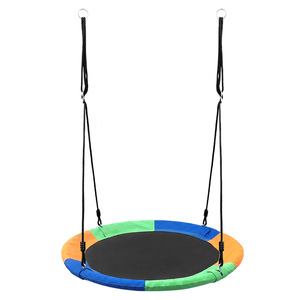 Columpio Redondo Infantil para Exteriores de 100 cm, Tela Oxford con Borde Colorido, para Uso en el Hogar o Parque Infantil - Product Image 1