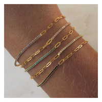 Bracelets Tennis pour Femme en Acier Inoxydable Plaqué Or 18K, Anti-ternissement, Or Noir Arc-en-ciel CZ, Bijoux Tendance Étanche