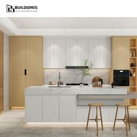 Meuble de cuisine sur mesure Coastal House Australie, armoire effet bois anti-humidité, sur mesure selon plan.