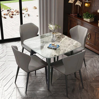 Ensemble de table à manger carrée moderne minimaliste de luxe léger avec chaises en dalle de roche pour petits espaces, mobilier de salon, MOQ 5