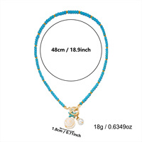 Nouveau Collier Bohème Plaqué Or avec Perles Turquoises Colorées, Coquillages et Pendentifs Étoiles – Vente en Gros Transfrontalière