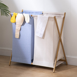 Collapsible Laundry <b>Basket</b> Canvas <b>Foldable</b> Rectangle Standing Type For Bathroom Clothing Organizer - Product Image 4