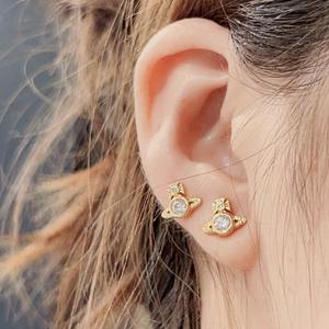 Pendientes de Saturno Clásicos de la Reina de la Moda Vivienne, con Circonita, Cobre, Estilo Lujoso y Elegante, Combinan con Todo, Joyería para Mujer - Product Image 4