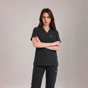 Conjuntos de Uniformes Médicos de Tela Elástica 62% Rayón 32% Nailon 6% Spandex, Cuello en V, Manga Corta, Pantalones Jogger, Múltiples Bolsillos, Uniformes de Enfermería - Product Image 3