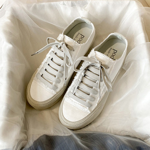 Baskets blanches pour femmes à semelle épaisse, talon compensé intégré, en satin, chaussures tendance pour le printemps et l'automne - Product Image 4