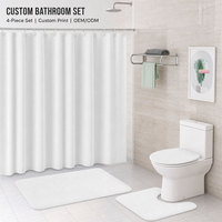 Ensemble de 4 pièces pour salle de bain : Rideau de douche imperméable, tapis antidérapants, couvercle de toilette et tapis de bain, motif citrouilles d'automne, nœuds et fantômes mignons
