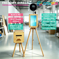Système de photomaton en bois double face avec iPad et écran tactile de 18,5 pouces compatible DSLR, solution de location pour événements, usage commercial