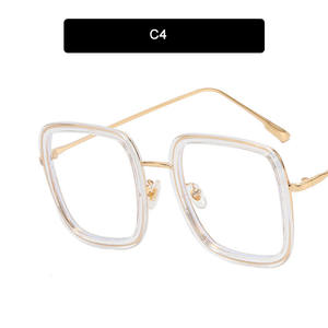 <span class=keywords><strong>2023</strong></span> mode surdimensionné carré lunettes rétro femmes Anti-lumière bleue bloquant le métal cadre lunettes optique ordinateur lunettes - Product Image 5