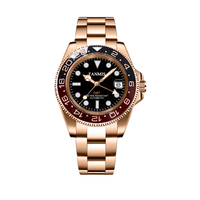Montre automatique de luxe pour homme, étanche, mécanique, avec logo personnalisé, acier inoxydable, mouvement GMT NH34