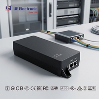 Adaptateur d'alimentation PoE UE Electronic 24W 35W 54W 90W 10/100/1000Mbps 19V 48V 54V 56V AC DC pour terminaux biométriques Injecteur PoE