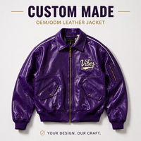 Blouson Bomber en Cuir Violet Personnalisé avec Logo pour Homme, Veste Universitaire Haut de Gamme, Veste Letterman avec Patch Chenille, Marque Privée, Fabrication OEM
