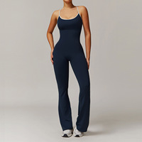 Mono Deportivo de Alta Calidad con Logotipo Personalizado para Mujer, Ropa Deportiva Activa, Compresión, Espalda Abierta, Espalda Fruncida, Pierna Ancha, Mono de Gimnasio, Secado Rápido