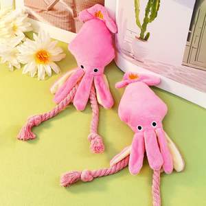 Jouet en peluche pieuvre mignon et écologique, sonore, durable, résistant aux morsures, avec nœud en corde pour chien, étanche IP67, vente en gros - Product Image 4