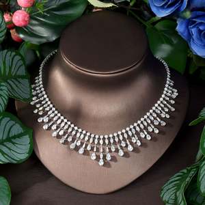 HIBRIDE Luxury <b>Necklace</b> 4 Piece Jewelry Sets for Women Wedding Cubic Zircon <b>Africa</b> Dubai Bridal Jewelry Accessories N-1727 - Product Image 4