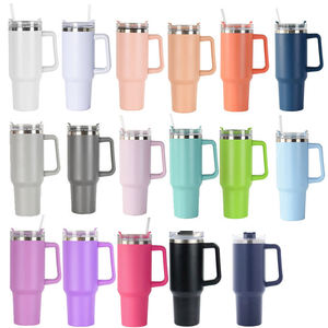 Stainless Steel Tumbler 40 Oz Handle Straw Vacuum <b>Insulated</b> 6-12 Hours Thermal Insulation Portable Travel <b>Mug</b> for Office Car - Product Image 2