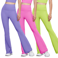 ADCK41037 femmes sensation nue taille haute Yoga Flare nouveau pantalon de Fitness avec hanche ascenseur solide motif serré cloche bas