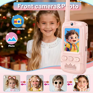 Walkie Talkie con Video HD para Niños, Paquete de 2, Recargable, con Cambiador de Voz de Dibujos Animados, Llamada con un Clic, Tipos de Voz - Product Image 2