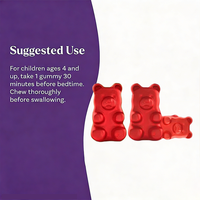 Gummies de mélatonine pour enfants certifiées GMP, marque privée OEM, véganes, saveur naturelle de framboise, 1 mg, complément alimentaire pour favoriser le sommeil des enfants